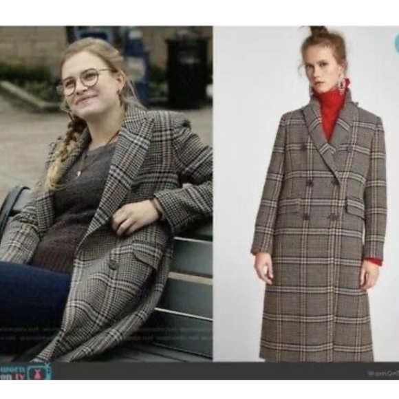 NWT ZARA LONG OVERSIZED CHECK MASCULINE DOUBLE-BREASTED COAT - Picture 4 of 11
